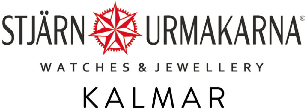 Kalmar Stjärnurmakarna. Logotype. Säljer Tävla med Kalmar Stjärnurmakarna -vinn klockor och smycken från olika starka varumärken. Seiko, Bering, Casio, Daniel Wellington, Gant, Garmin, Lorus Mockberg,Gul, Timex, Astrid & Agnes, Arock, Ti Sento, Sintradou, Lineargent, snö of sweden, swiss military hanova